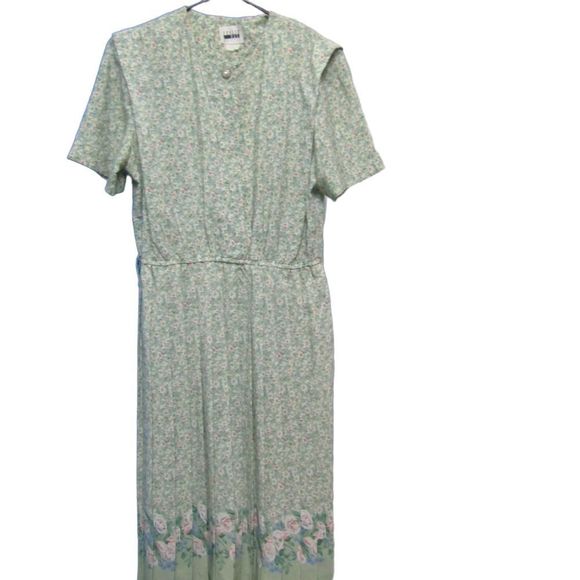 Vintage Leslie Fay floral dress with belt and shoulder pads - Picture 1 of 15